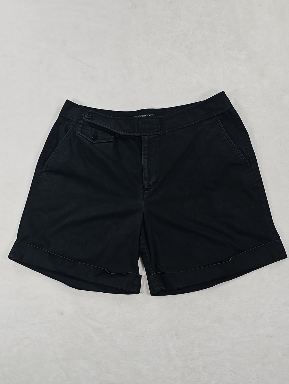 Lauren Ralph Lauren Womens Navy Blue Stretch Cotton Cuffed Chino Shorts Size 14